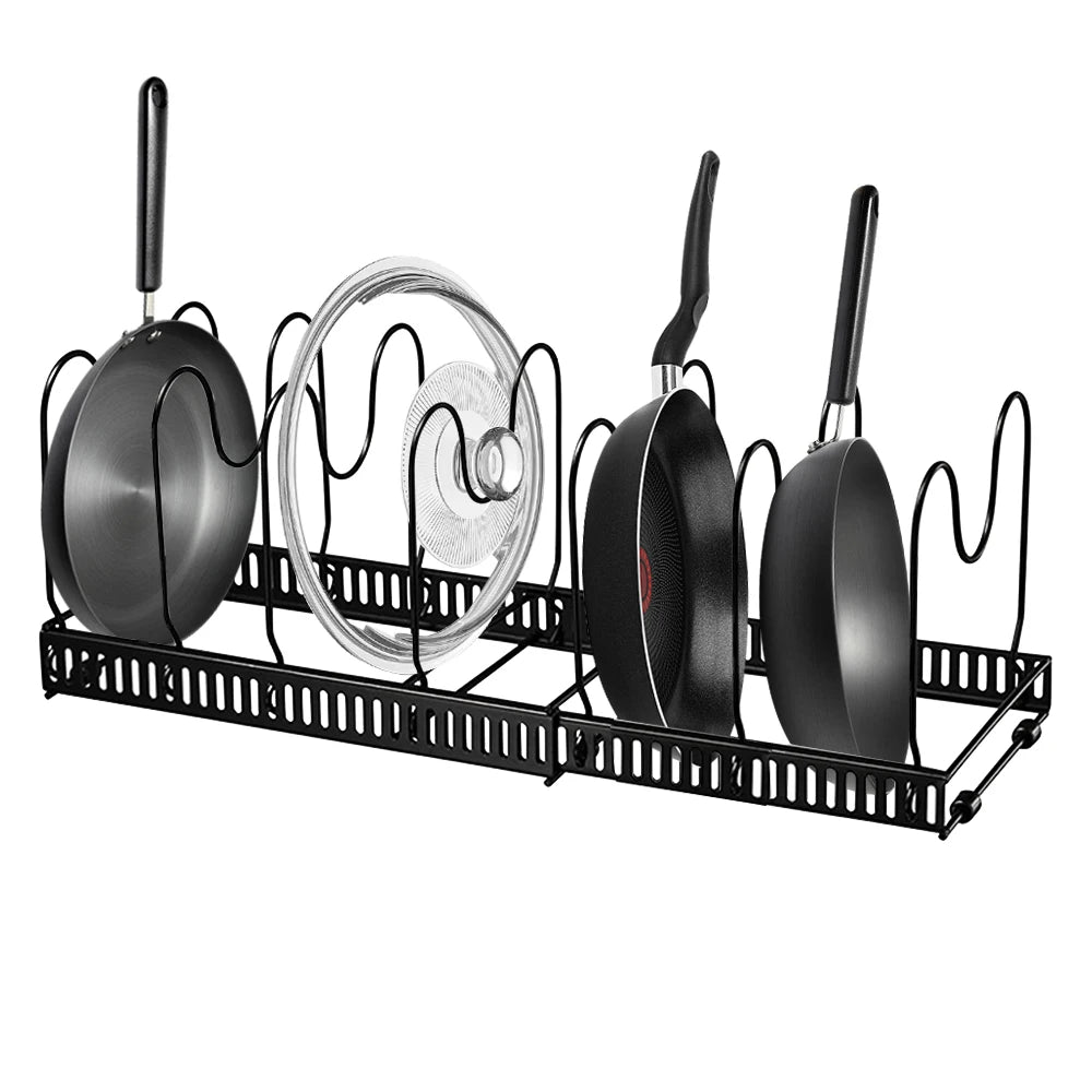 Adjustable Cookware Storage Rack Kitchen Accessories Pan Pot Storage Organizer Multi-Functional Dish Bowl Drying Shelf