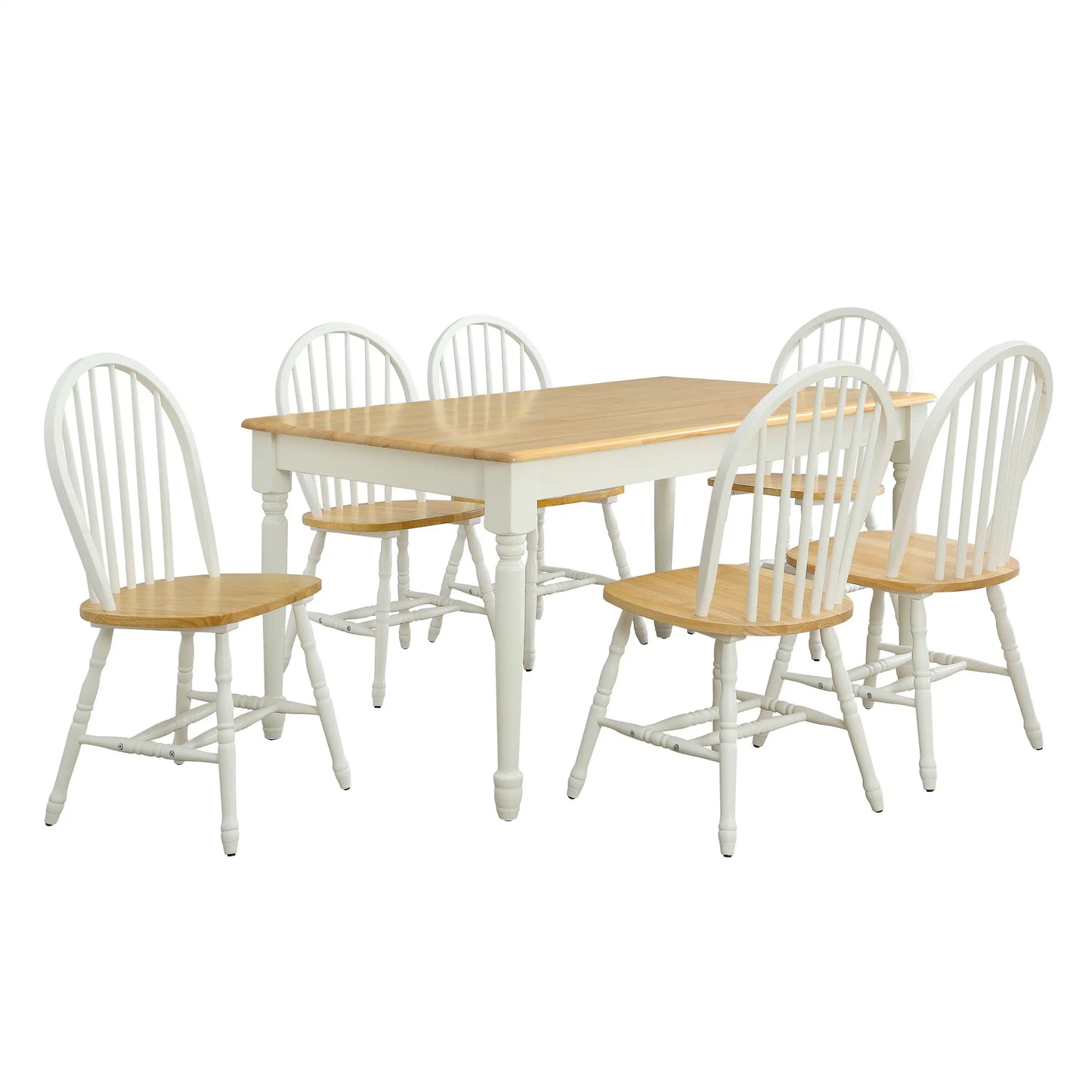 Autumn Lane Farmhouse Dining Table, White and Natural (Table only),comfortably seats 6 people