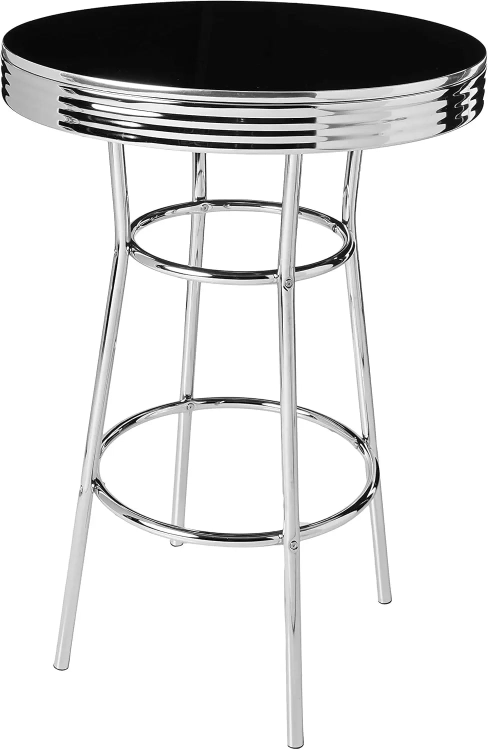 3905Set Retro 3Pc Bar Set W/ 2 Stools Bla And Chrome