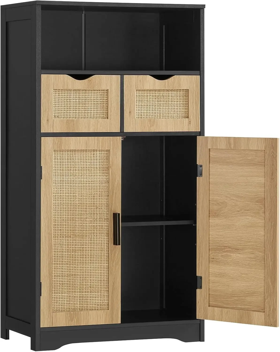 Kitchen Cabinet, 2 Drawers & 2 Adjustable Shelves, Bathroom Cabinet with Doors, Cupboard, Easy to Assemble, Cabinets Kitchen