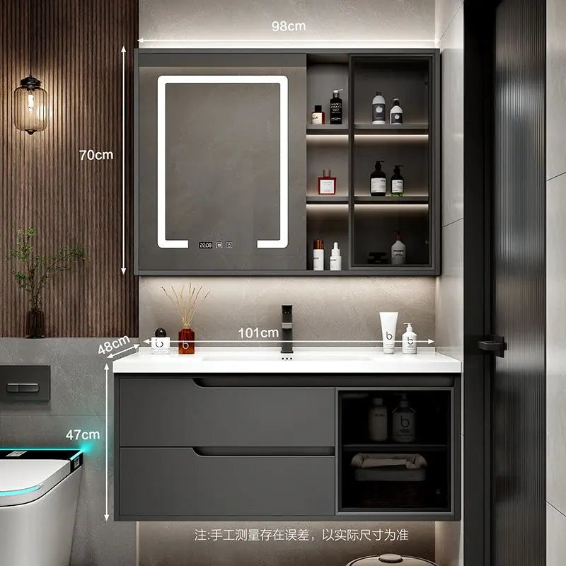 Modern Simple Bathroom Vanities Solid Wood Light Vanity Vanity Bathroom Vanities Partition Drawer Mobiletto Bagno Furniture