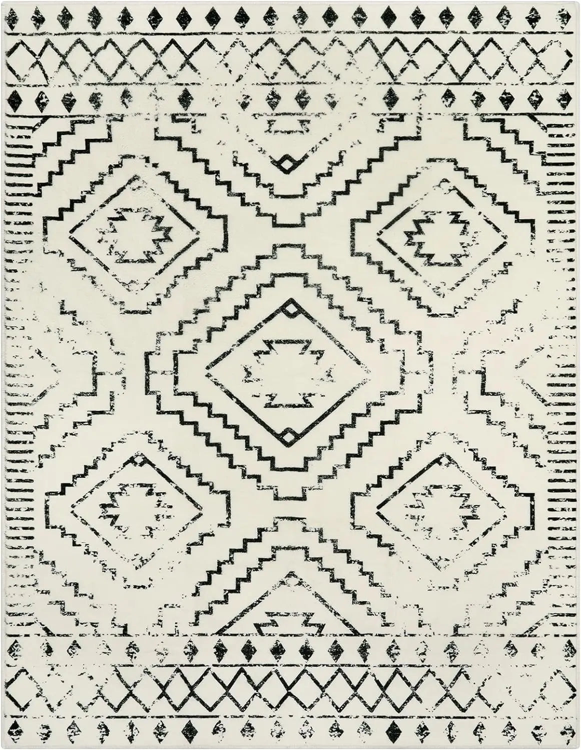 Moroccan Rugs for Living Room Geometric Tribal Bedroom Area Rug Large Shedding Soft Resistant Carpet for Den Kitchen Home Decor