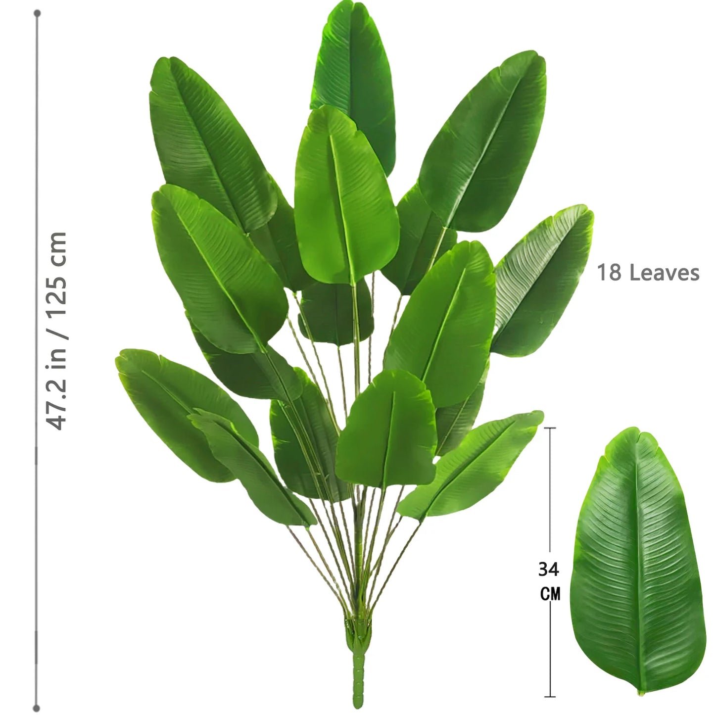 65-125cm 24 Leaf Large Tropical Palm Tree Fake Banana Plant Leaves Real Touch Strelitzia Reginae Plastic Plant for Home Garden