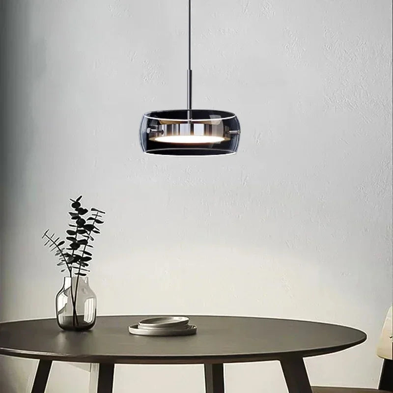 LED Modern Minimalist Dining Table Light Glass Restaurant Pendant Light, Single Head Three Head Restaurant Light Indoor Lighting