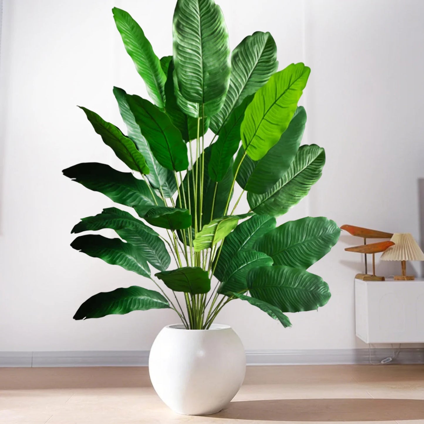 65-125cm 24 Leaf Large Tropical Palm Tree Fake Banana Plant Leaves Real Touch Strelitzia Reginae Plastic Plant for Home Garden