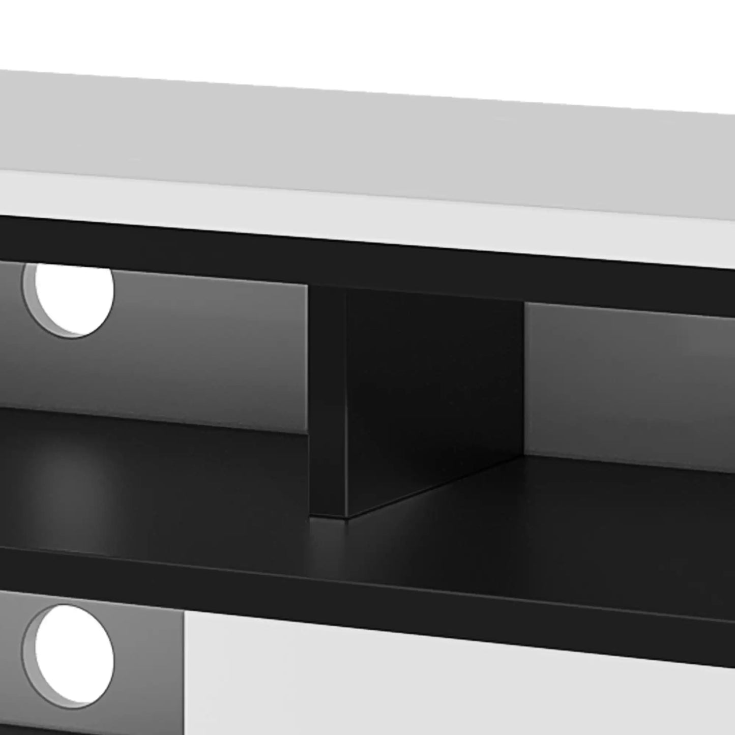 High Gloss TV Stand with Ambient Lights, Modern TV Stand with Open Shelf Storage Cabinet for 62 inch TV, White