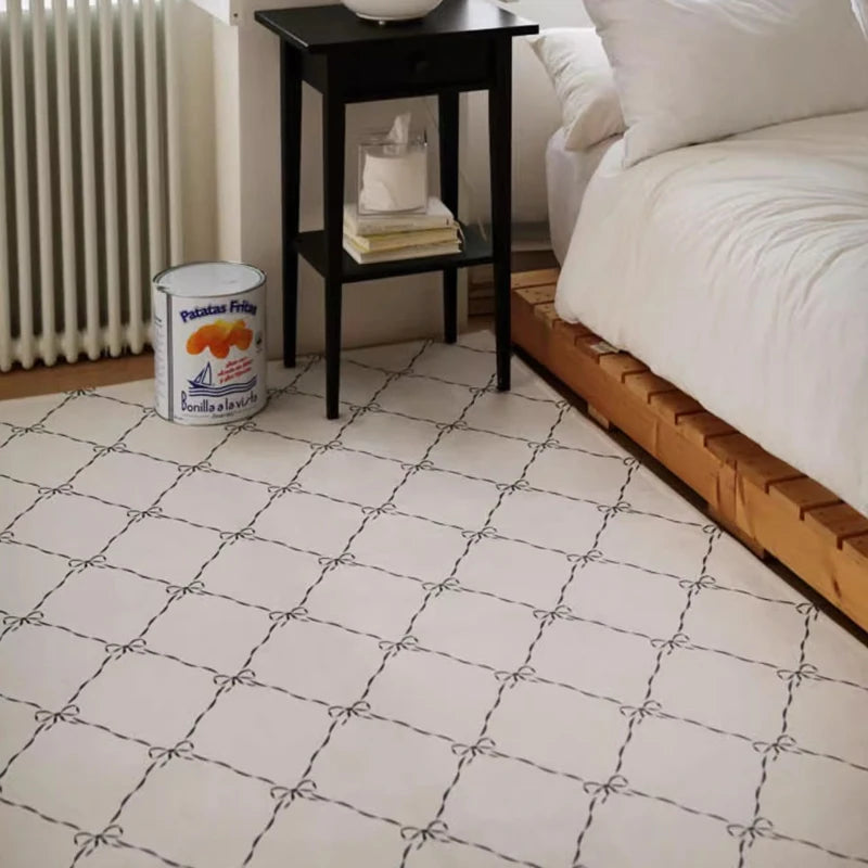 Bedroom Living Room Area Rugs Simple High-end Bow Pattern Floor Mat Girls Room Decorative Plush Carpet Fashion Trend Home Rug