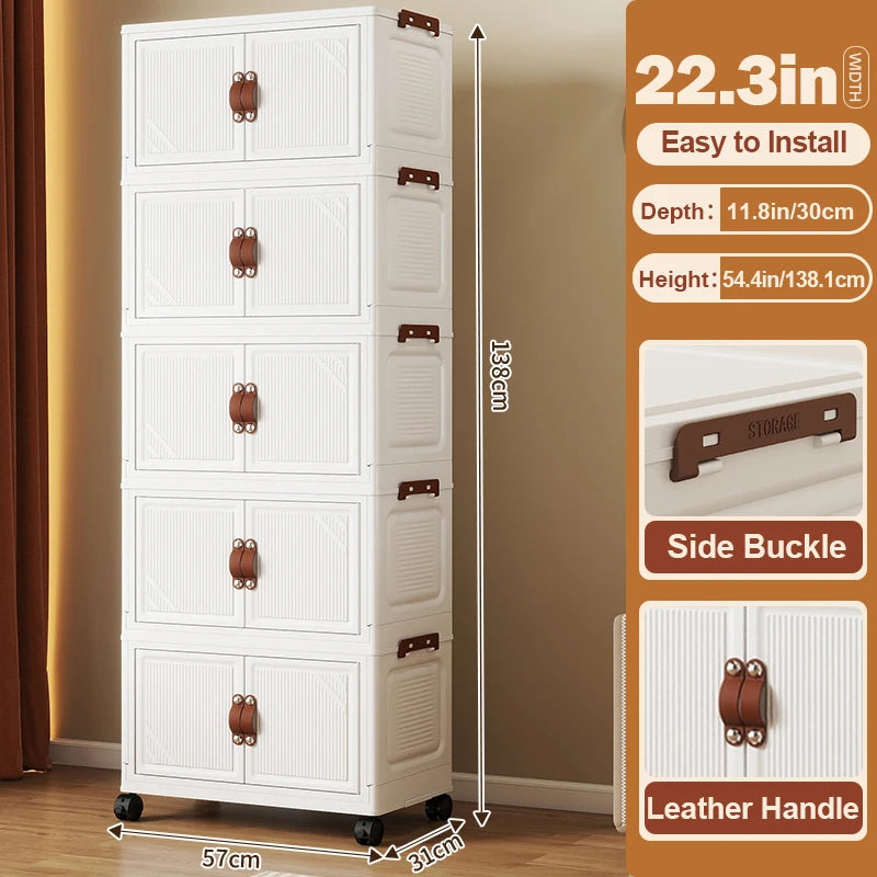 Multi-layer Multifunction Folding Living Room Cabinet Closet Organizer With Wheel Stackable Sundries Large Capacity Storage Box