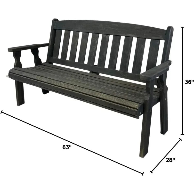 Heavy Duty 800 Lb Mission Pressure Treated Garden Bench(5-Foot, Semi-Solid Black Stain)