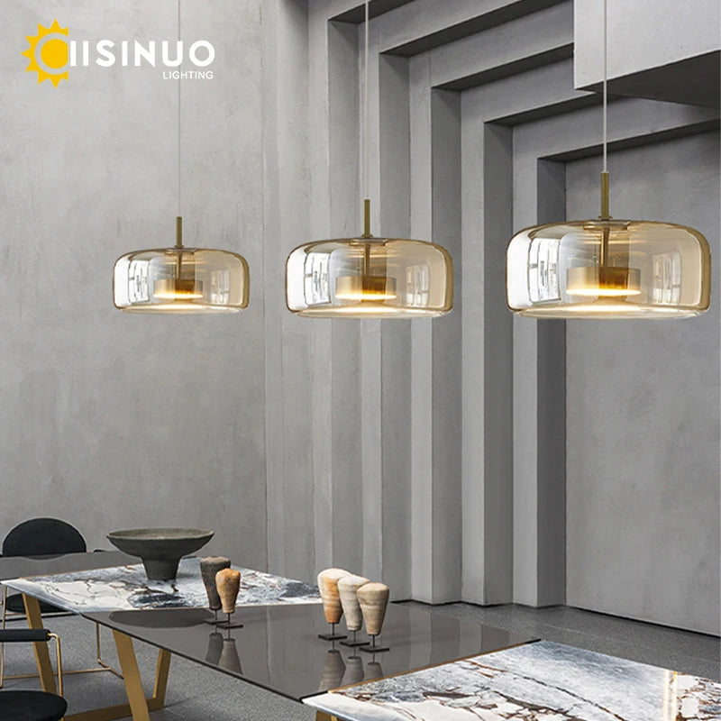 Luxury Designer Glass Chandelier with Adjustable Hanging Cord Elegant Cafe Lighting for Home Dining Room Bedroom Ceiling Fixture