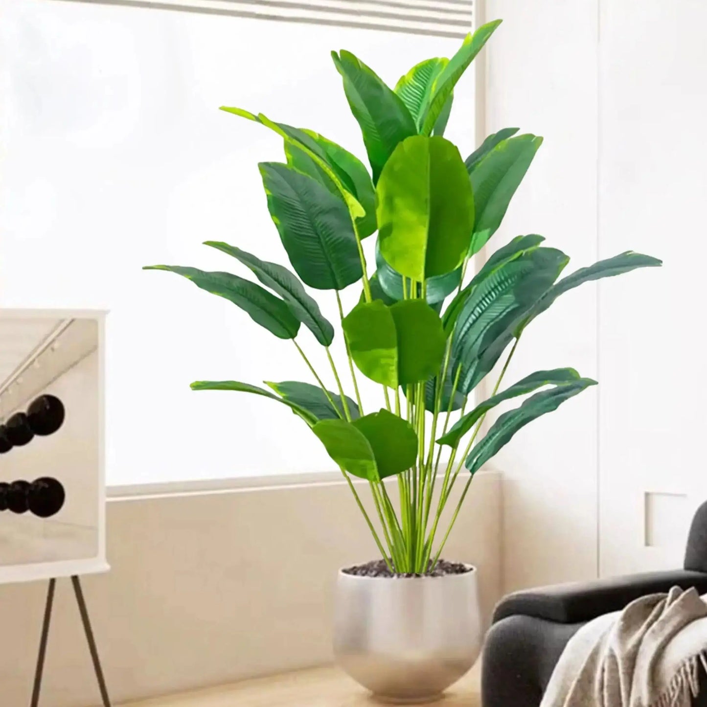 65-125cm 24 Leaf Large Tropical Palm Tree Fake Banana Plant Leaves Real Touch Strelitzia Reginae Plastic Plant for Home Garden
