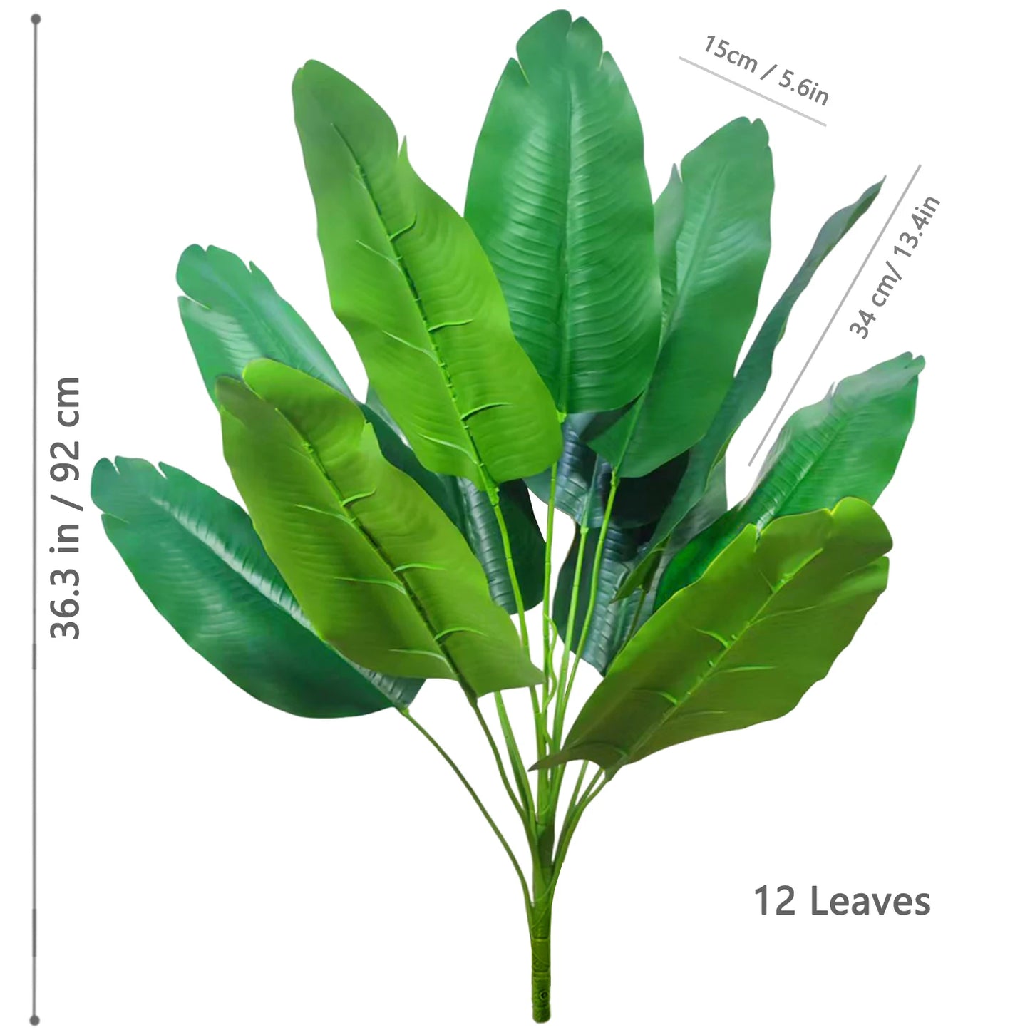 65-125cm 24 Leaf Large Tropical Palm Tree Fake Banana Plant Leaves Real Touch Strelitzia Reginae Plastic Plant for Home Garden