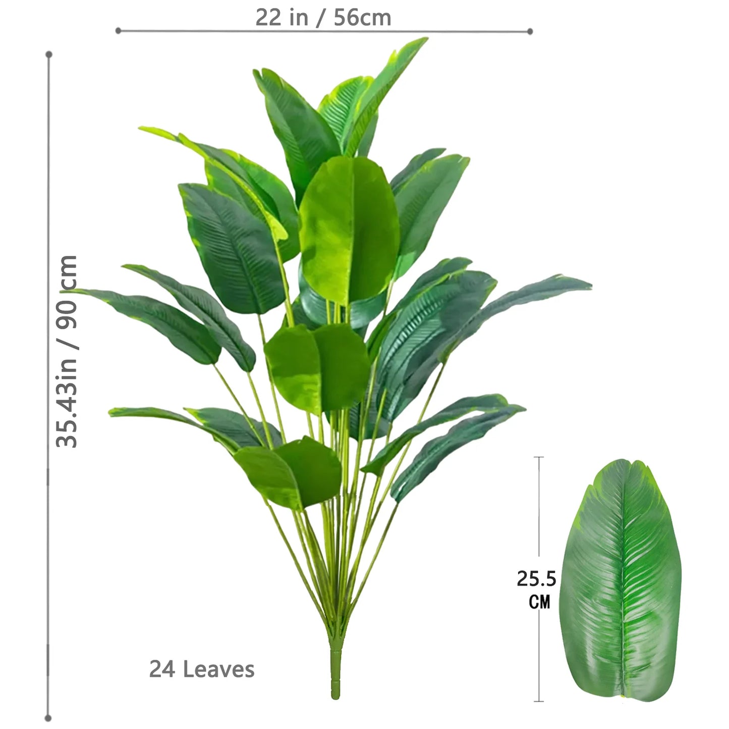 65-125cm 24 Leaf Large Tropical Palm Tree Fake Banana Plant Leaves Real Touch Strelitzia Reginae Plastic Plant for Home Garden