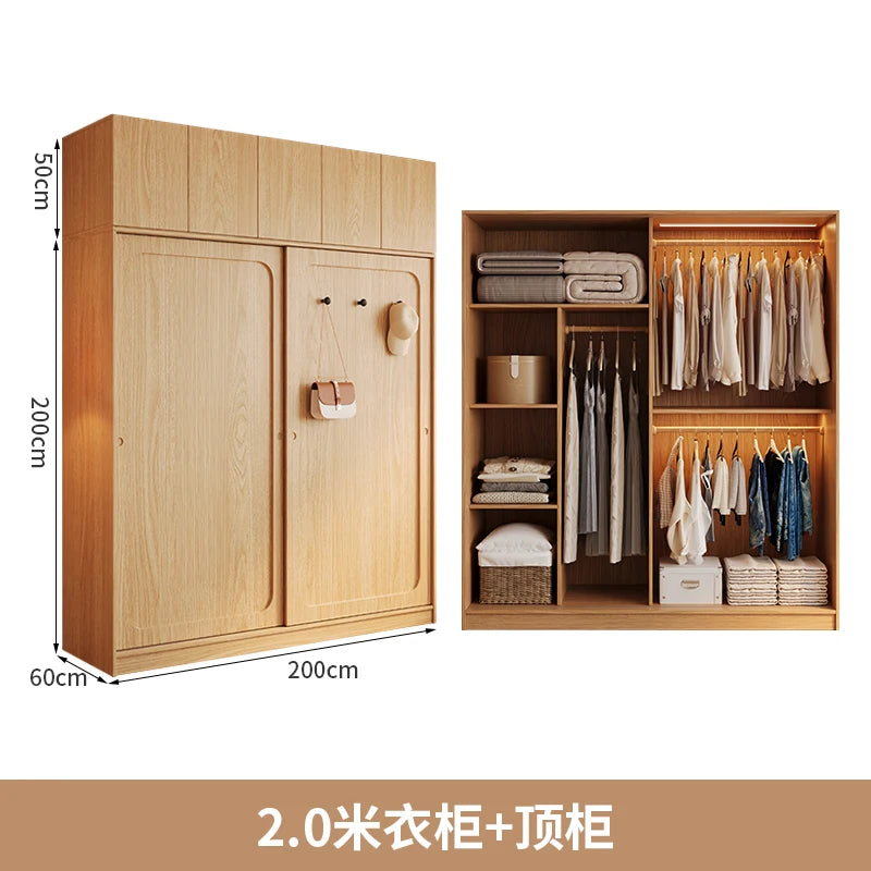 Automatic Light Wardrobe Essentials Stackable Sliding Door Organizer Closet Bedroom Storage Wooden Guarda Roupas Furniture Home