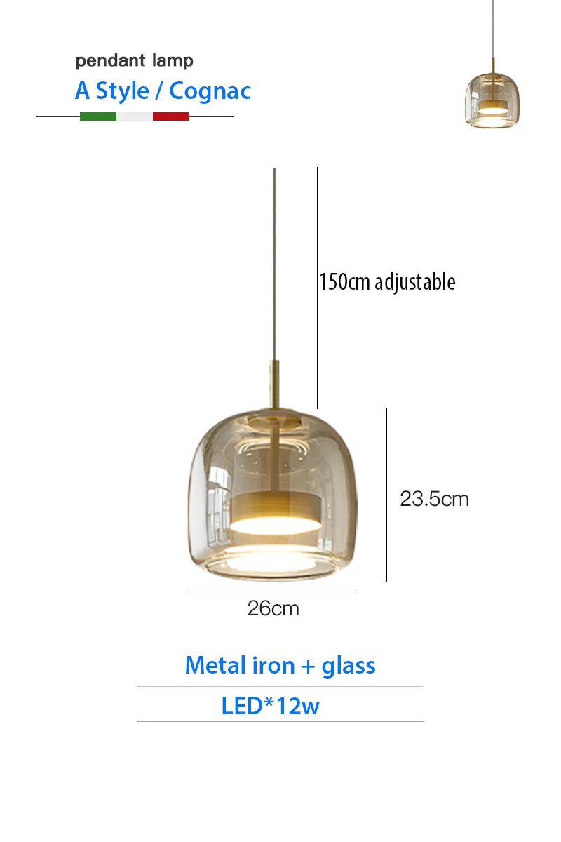 Luxury Designer Glass Chandelier with Adjustable Hanging Cord Elegant Cafe Lighting for Home Dining Room Bedroom Ceiling Fixture