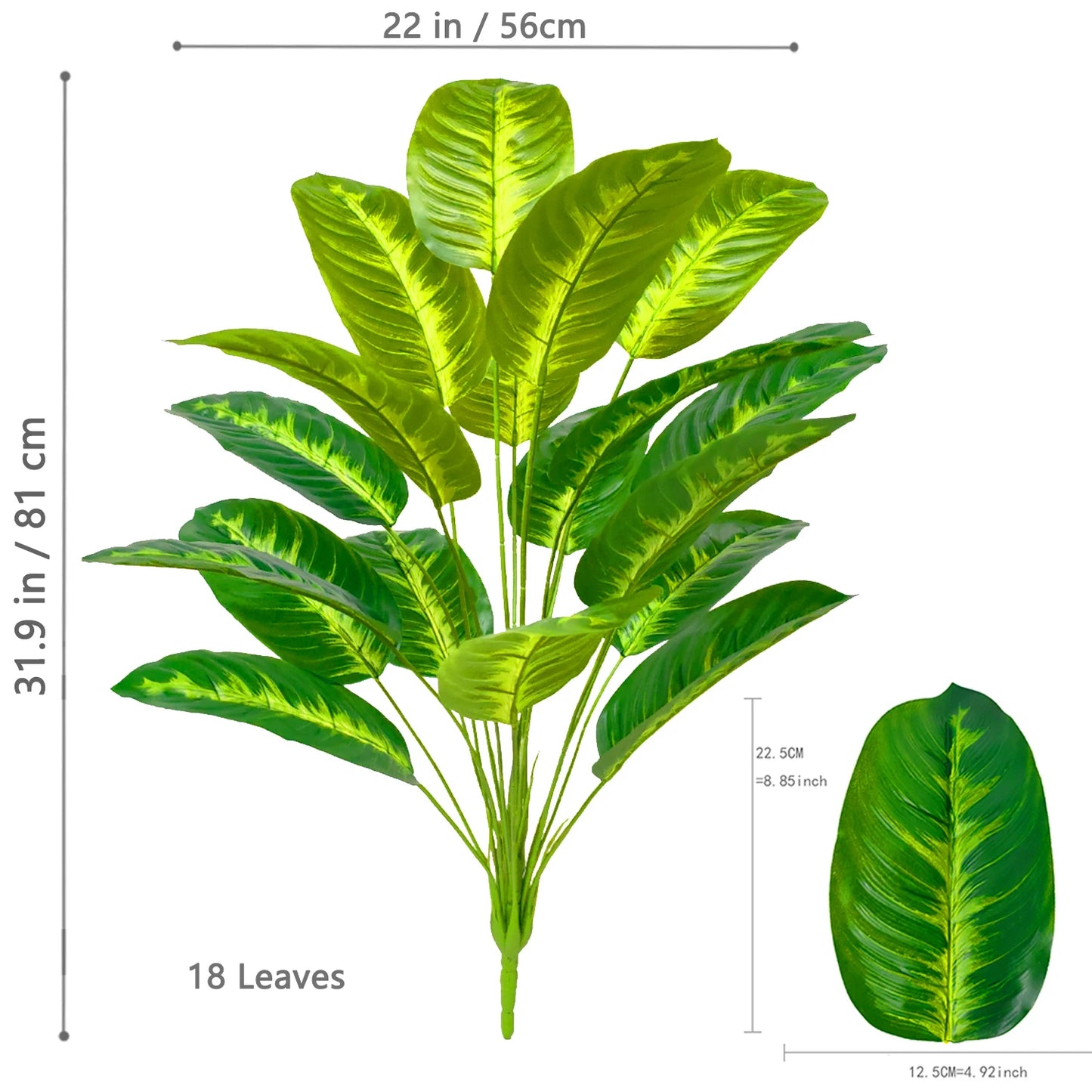 65-125cm 24 Leaf Large Tropical Palm Tree Fake Banana Plant Leaves Real Touch Strelitzia Reginae Plastic Plant for Home Garden
