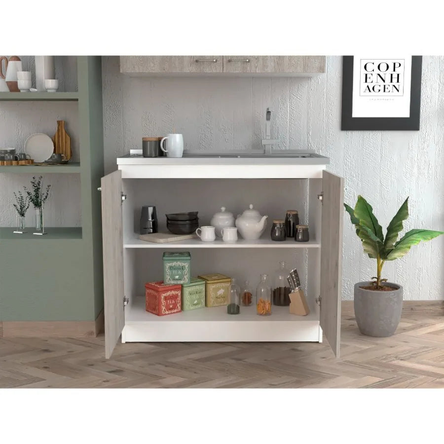 Utility Sink Vernal Kitchen Smokey Oak Light Gray