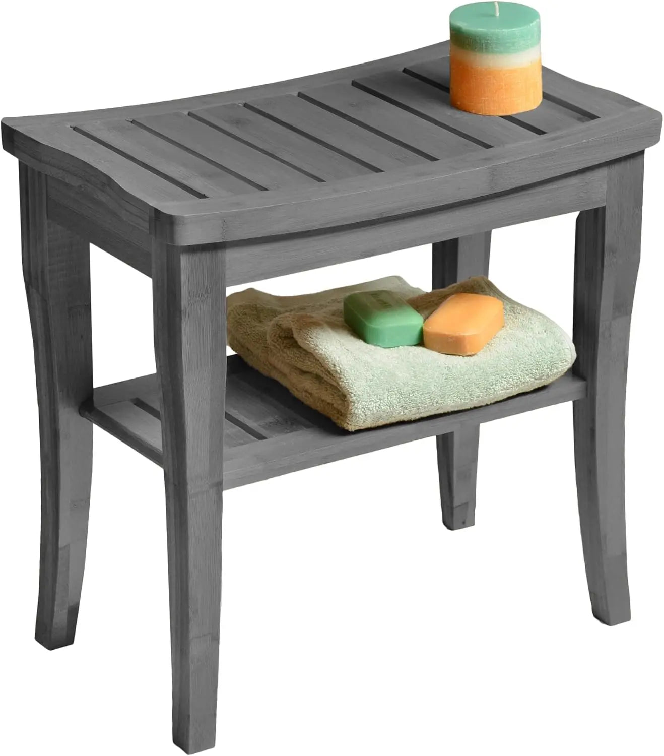 Shower Bench - Small Shower Stool with Storage Shelf, Non-Slip Shower Seat