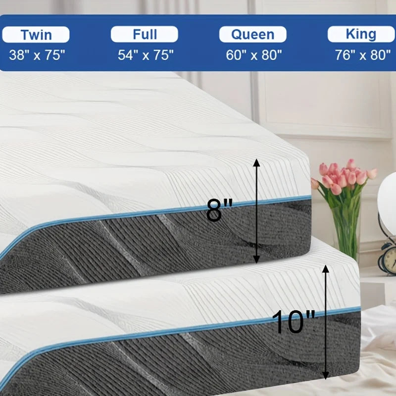 Hcore Extra Firm Queen Size Mattress, 8/10 inch Medium - Extra Firm Dual Sided Reversible Mattress for Back Pain Relief