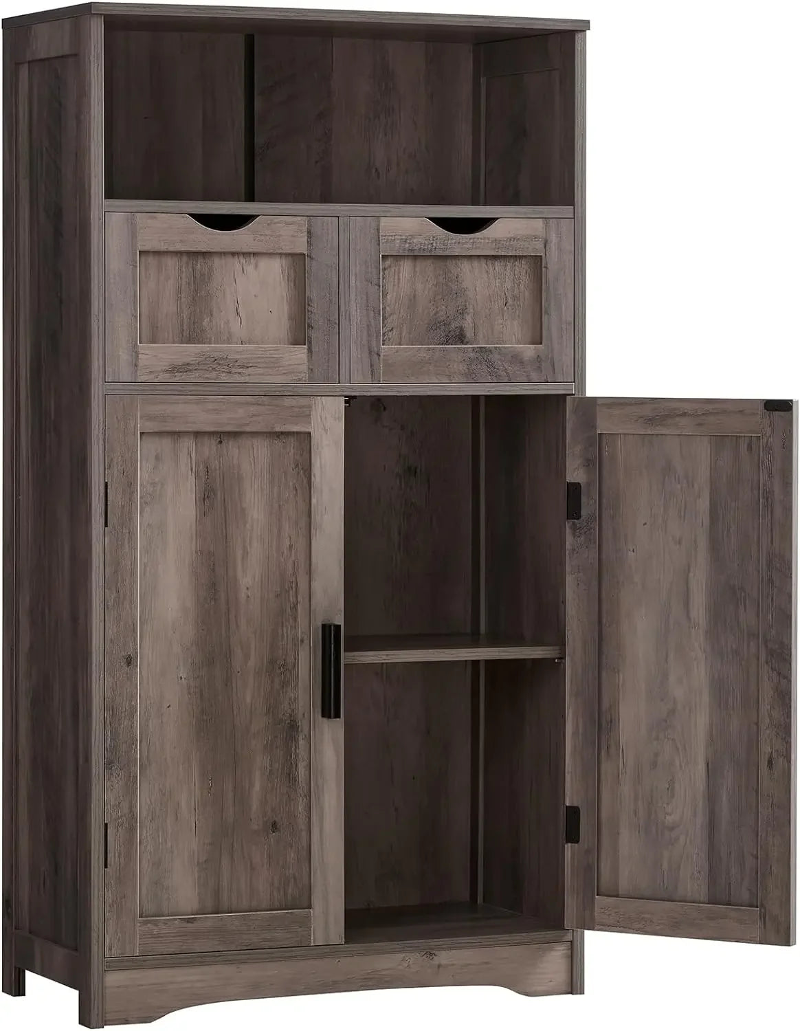 Kitchen Cabinet, 2 Drawers & 2 Adjustable Shelves, Bathroom Cabinet with Doors, Cupboard, Easy to Assemble, Cabinets Kitchen