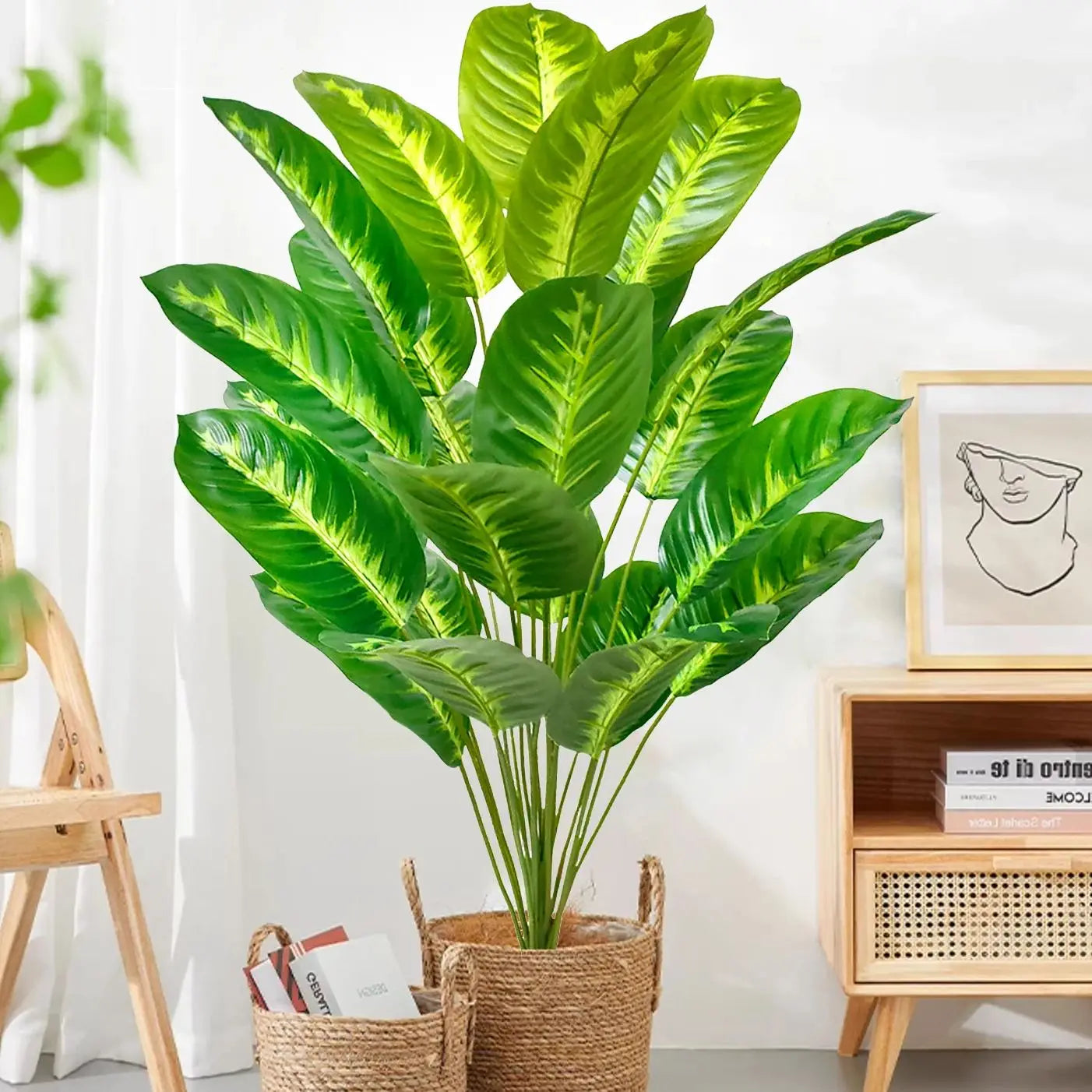 65-125cm 24 Leaf Large Tropical Palm Tree Fake Banana Plant Leaves Real Touch Strelitzia Reginae Plastic Plant for Home Garden