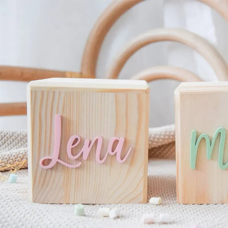 Customized Children's Piggy Bank with Acrylic Name Wooden Baby Piggy Bank Personalized Coin Collection Box Baby Baptism Gift