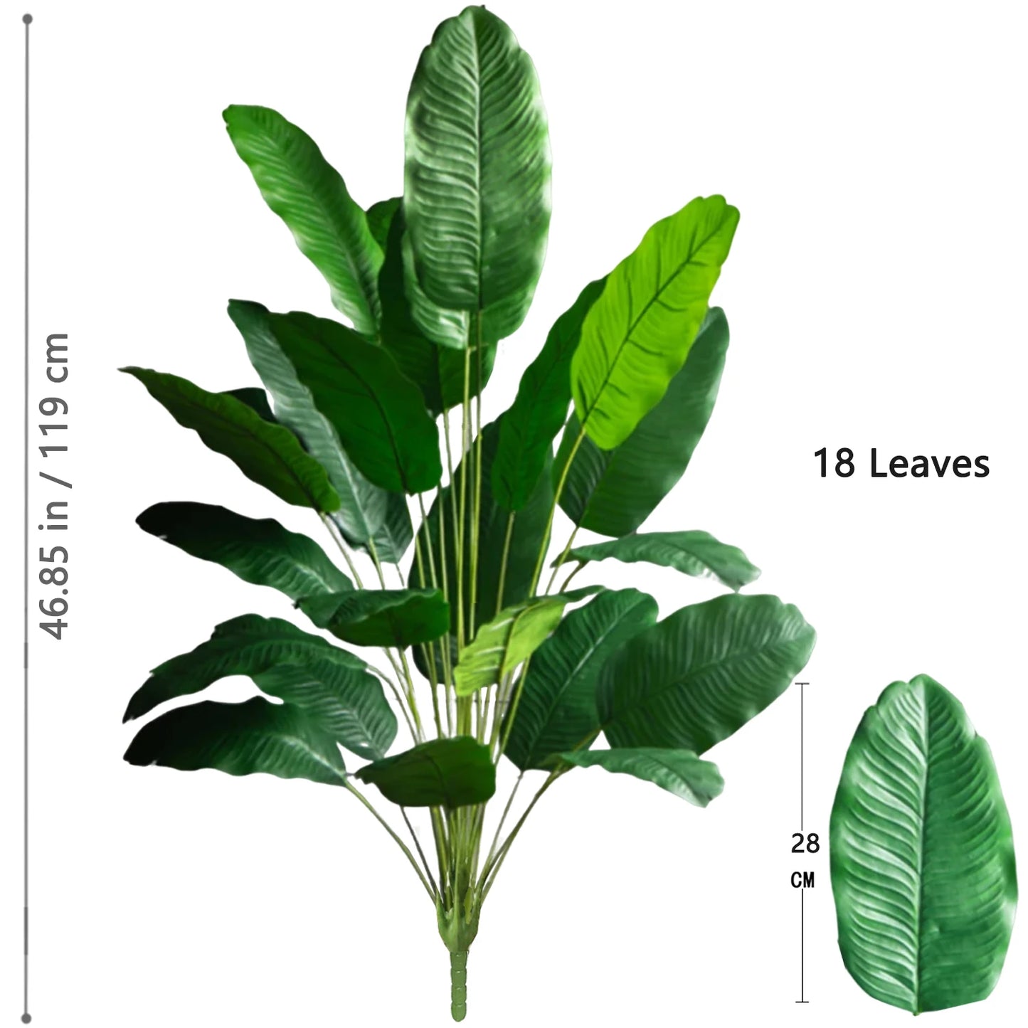 65-125cm 24 Leaf Large Tropical Palm Tree Fake Banana Plant Leaves Real Touch Strelitzia Reginae Plastic Plant for Home Garden