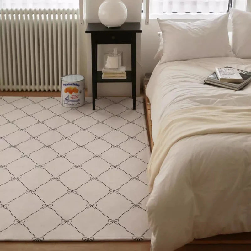 Bedroom Living Room Area Rugs Simple High-end Bow Pattern Floor Mat Girls Room Decorative Plush Carpet Fashion Trend Home Rug