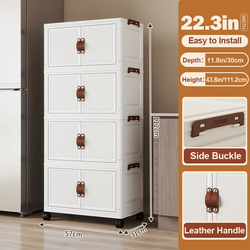 Multi-layer Multifunction Folding Living Room Cabinet Closet Organizer With Wheel Stackable Sundries Large Capacity Storage Box