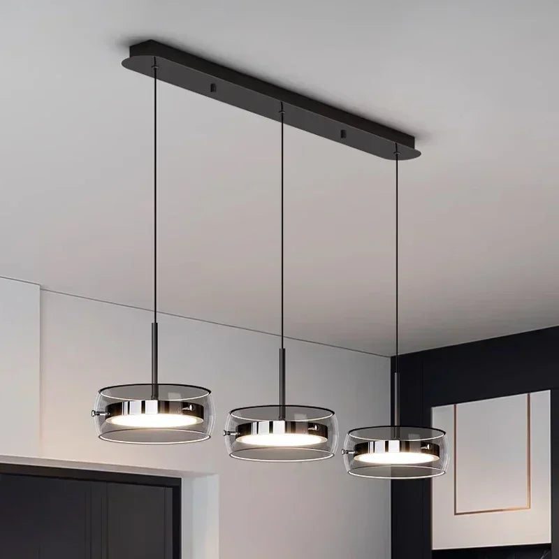 LED Modern Minimalist Dining Table Light Glass Restaurant Pendant Light, Single Head Three Head Restaurant Light Indoor Lighting