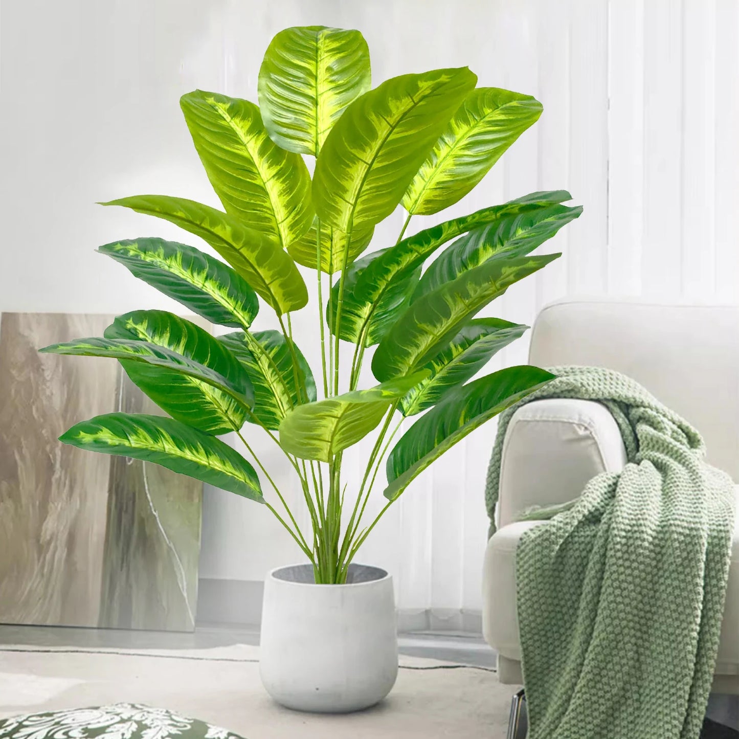 65-125cm 24 Leaf Large Tropical Palm Tree Fake Banana Plant Leaves Real Touch Strelitzia Reginae Plastic Plant for Home Garden