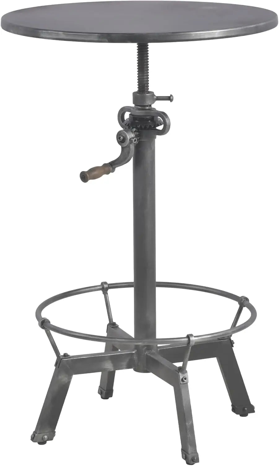 33.5-39.4 Inch Tall Industrial Bar Table-Adjustable Bar Height Bistro Whiskey Pub Table-23.7" Dia Swivel Round Wood Top Metal