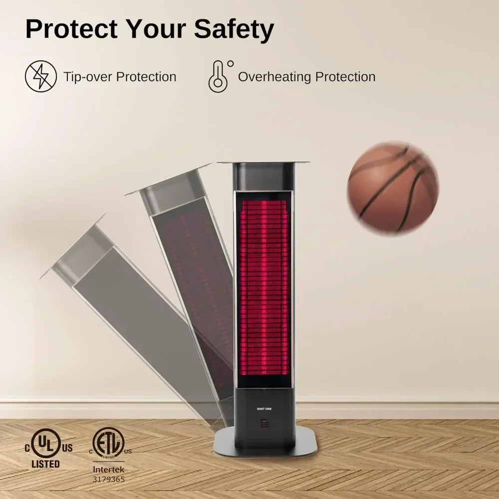 Terrace Heater Electric Heating, 1500W Vertical Outdoor Heater, Equipped with Nanocrystalline Glass Ceramic, Fast Heating