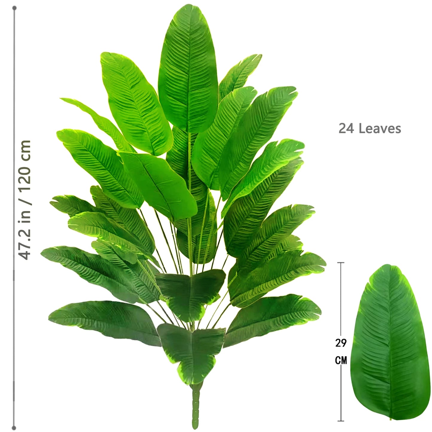 65-125cm 24 Leaf Large Tropical Palm Tree Fake Banana Plant Leaves Real Touch Strelitzia Reginae Plastic Plant for Home Garden