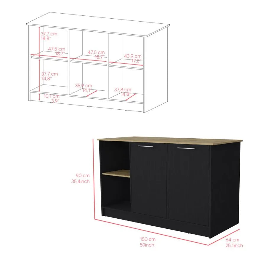 Kitchen Island Padua Kitchen Black Macadamia