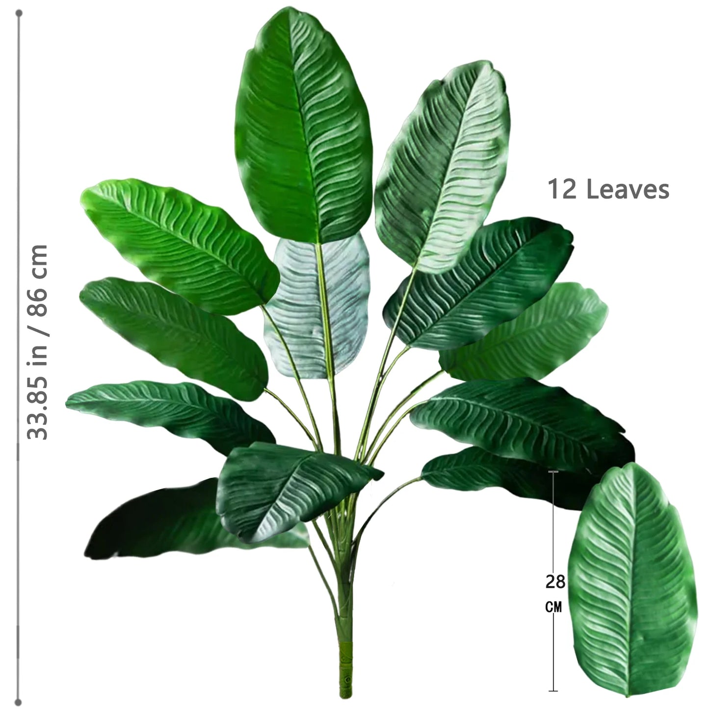 65-125cm 24 Leaf Large Tropical Palm Tree Fake Banana Plant Leaves Real Touch Strelitzia Reginae Plastic Plant for Home Garden
