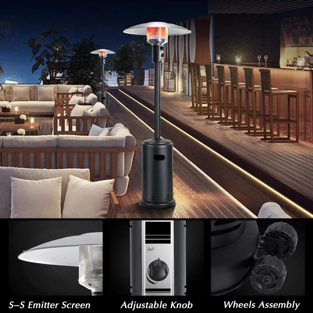 Patio Heater Outdoors Gas Patio Heaters Tall Standing Patio Heater Commercial Outdoor Heater (Black)