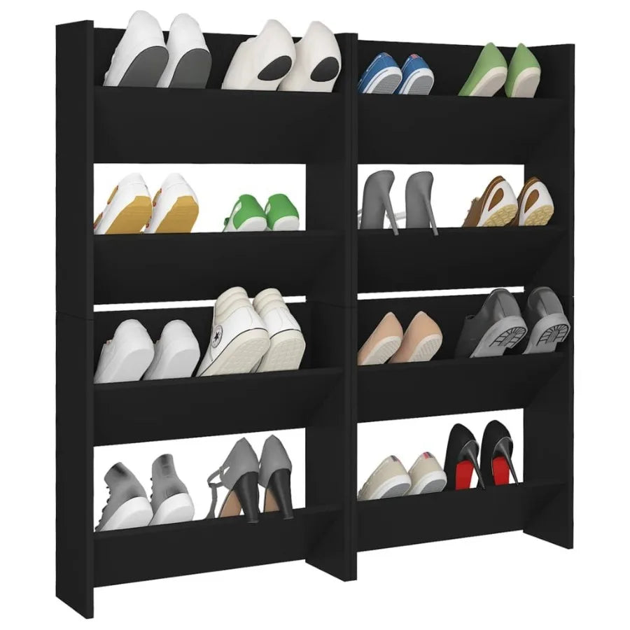 Wall Shoe Cabinets 4 pcs Black 23.6x7.1x23.6 Engineered Wood