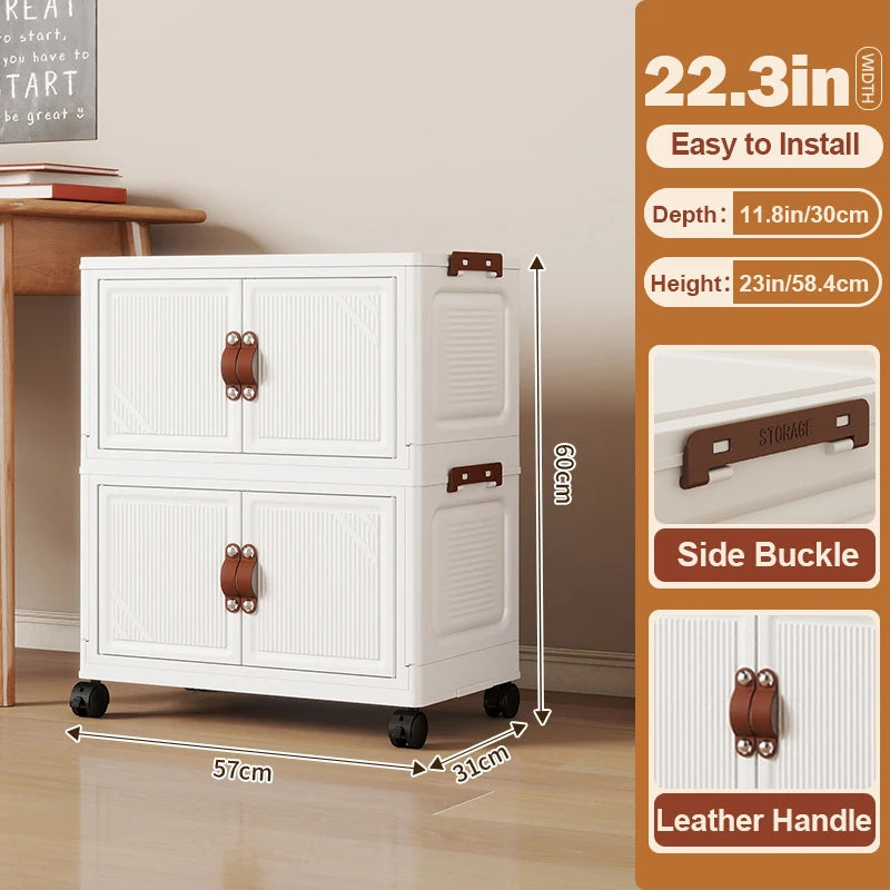 Multi-layer Multifunction Folding Living Room Cabinet Closet Organizer With Wheel Stackable Sundries Large Capacity Storage Box