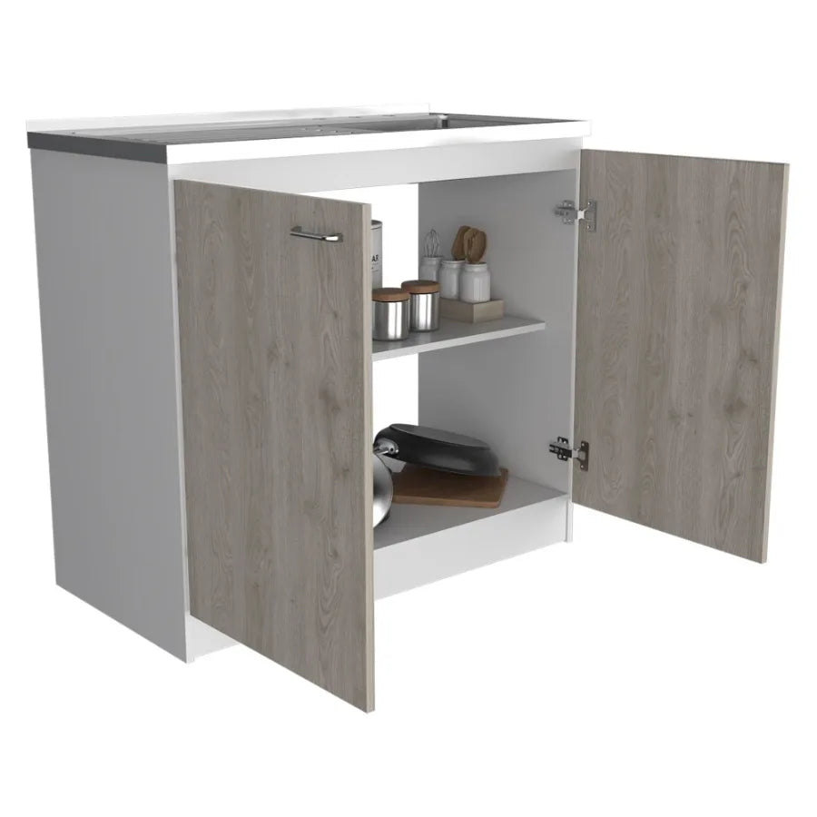 Utility Sink Vernal Kitchen Smokey Oak Light Gray
