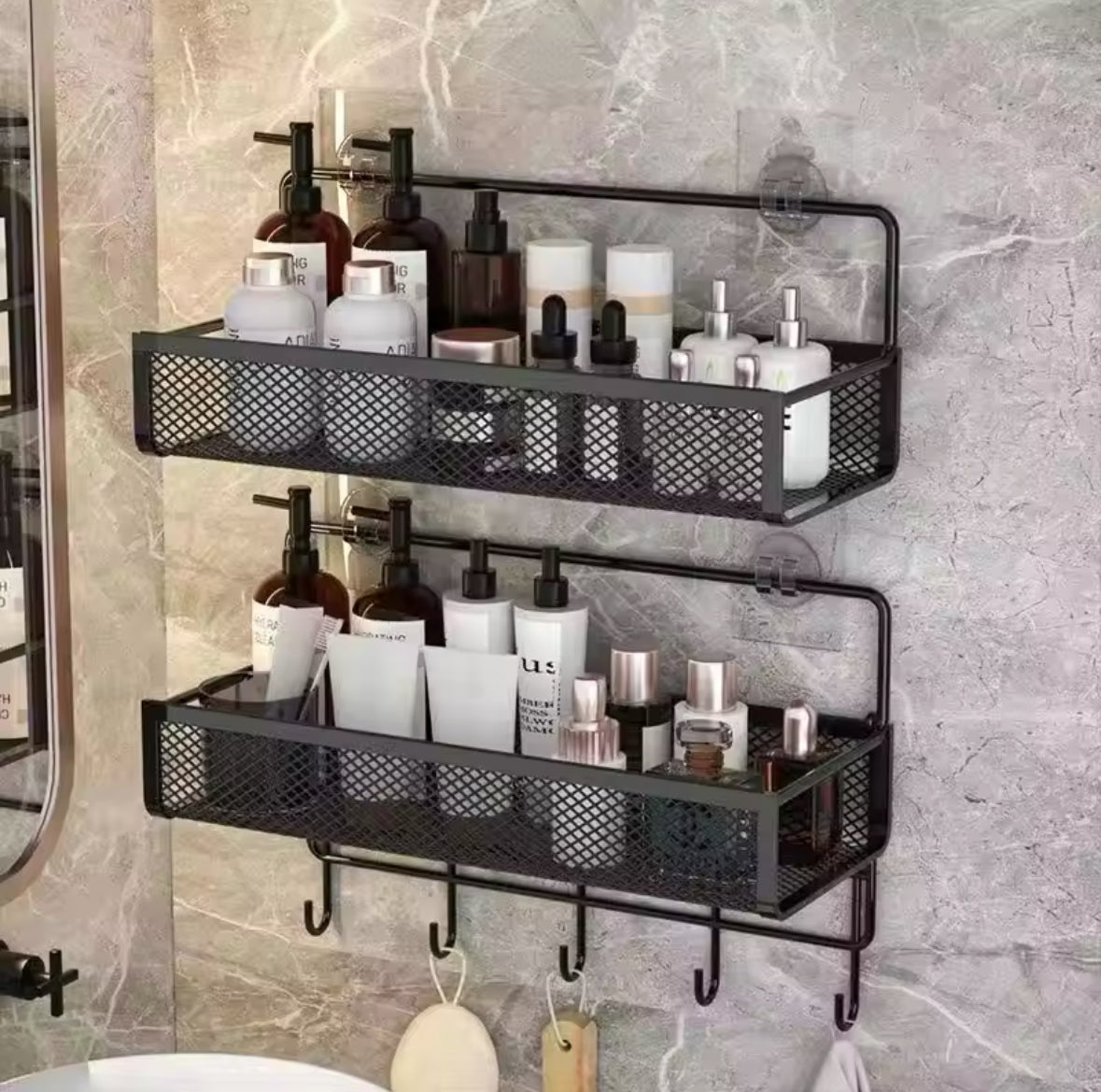 Portable Hanging Wall-mounted Storage Rack No-drilling Bathroom Shelf Garlic Seasoning Organizer Kitchen Storage Basket Moisture
