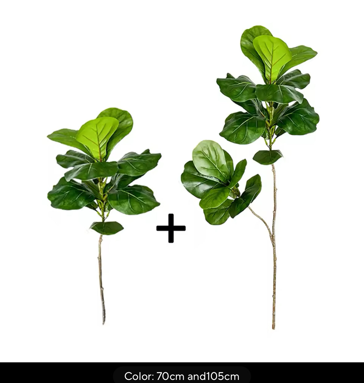 70-135cm Large Artificial Ficus Tree Fake Rubber Plants Branch Plastic Fiddle Leaves for Home Garden Indoor Outdoor Decor