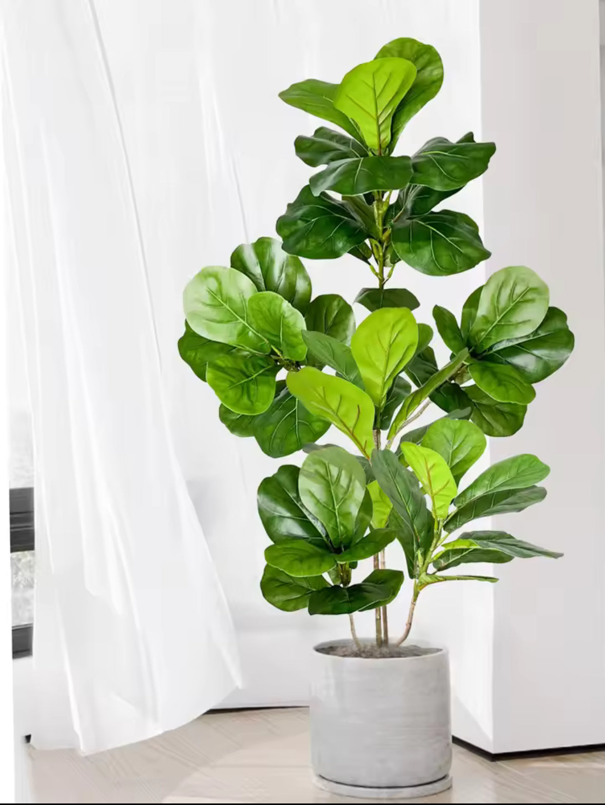 70-135cm Large Artificial Ficus Tree Fake Rubber Plants Branch Plastic Fiddle Leaves for Home Garden Indoor Outdoor Decor