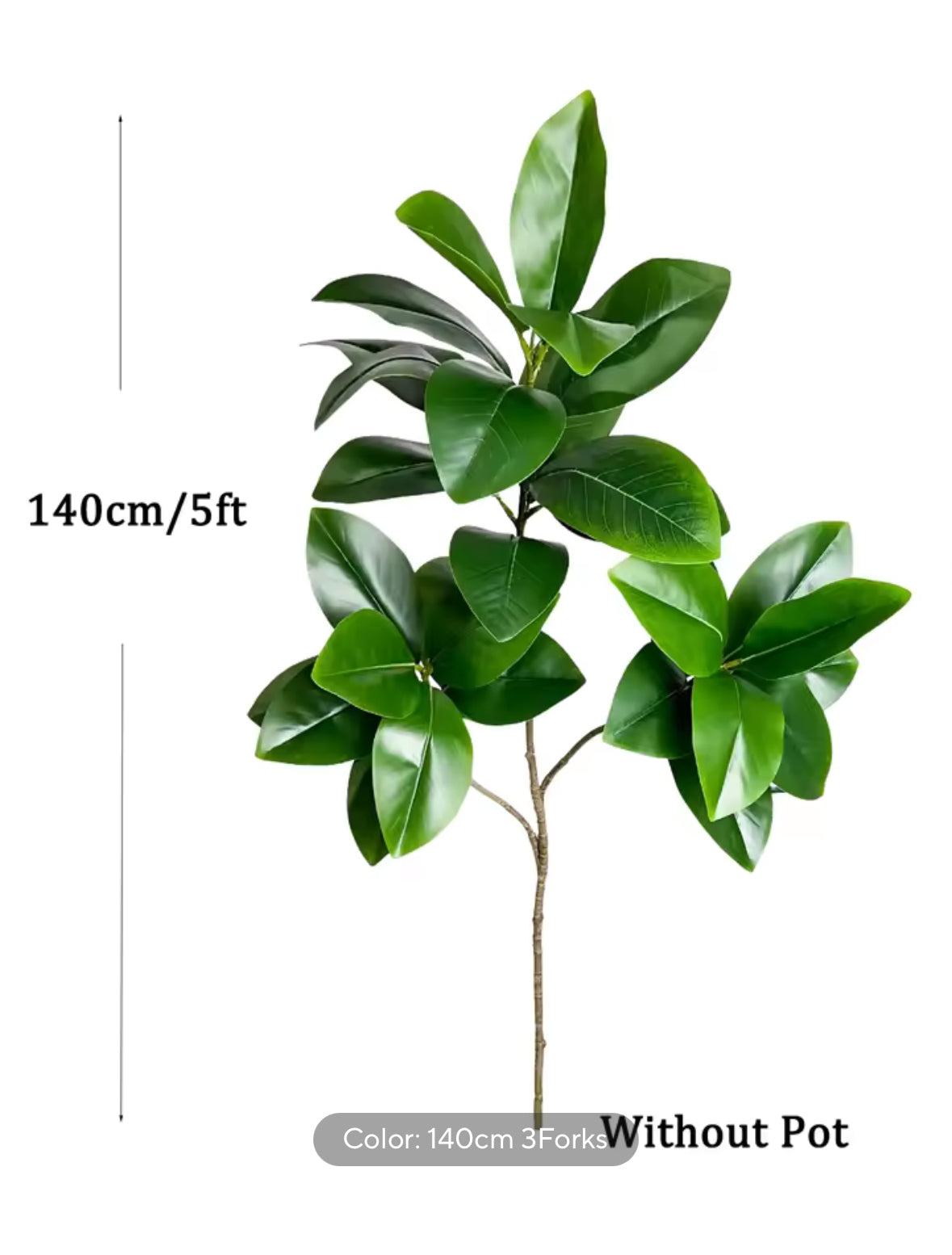70-135cm Large Artificial Ficus Tree Fake Rubber Plants Branch Plastic Fiddle Leaves for Home Garden Indoor Outdoor Decor
