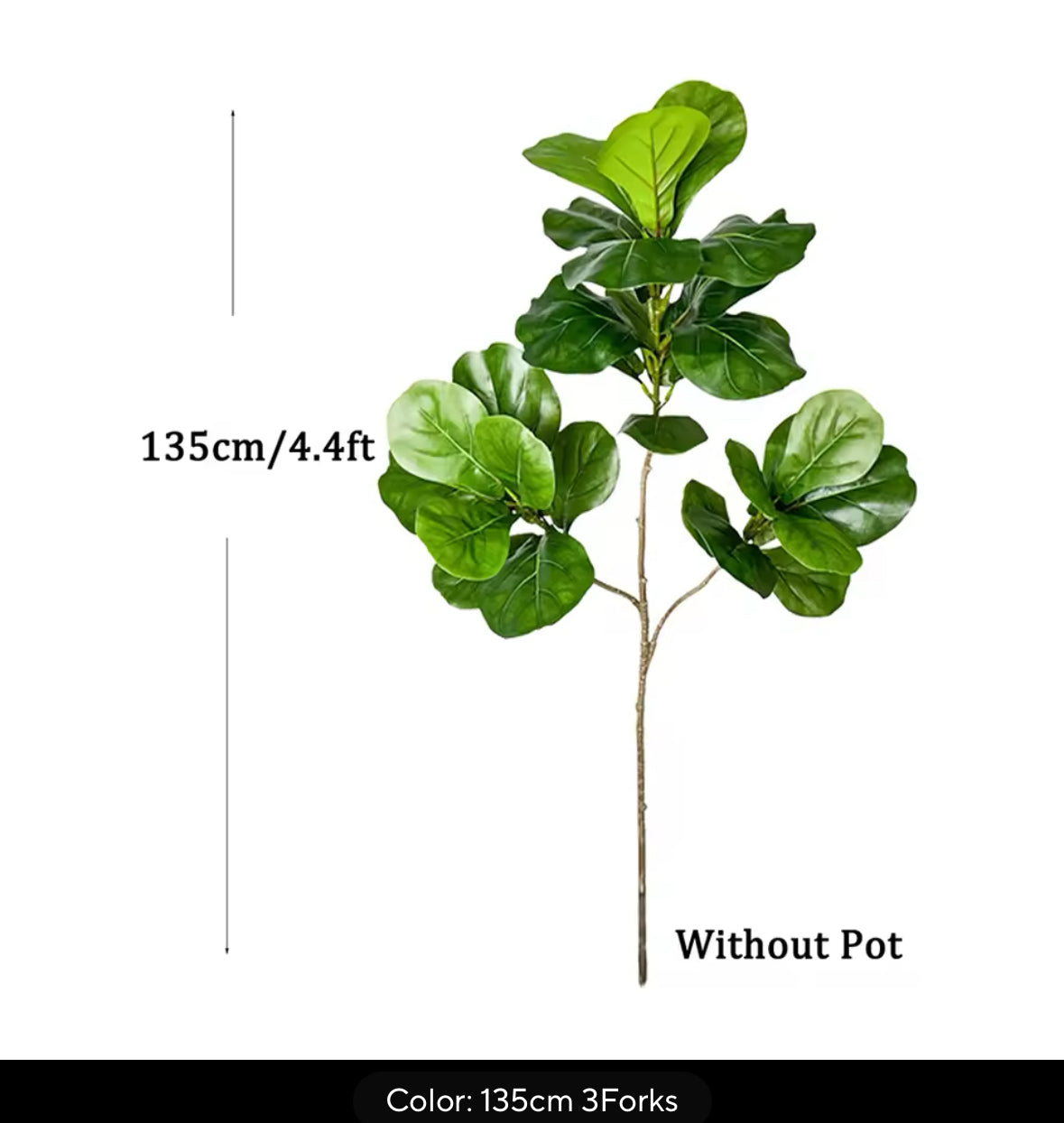 70-135cm Large Artificial Ficus Tree Fake Rubber Plants Branch Plastic Fiddle Leaves for Home Garden Indoor Outdoor Decor