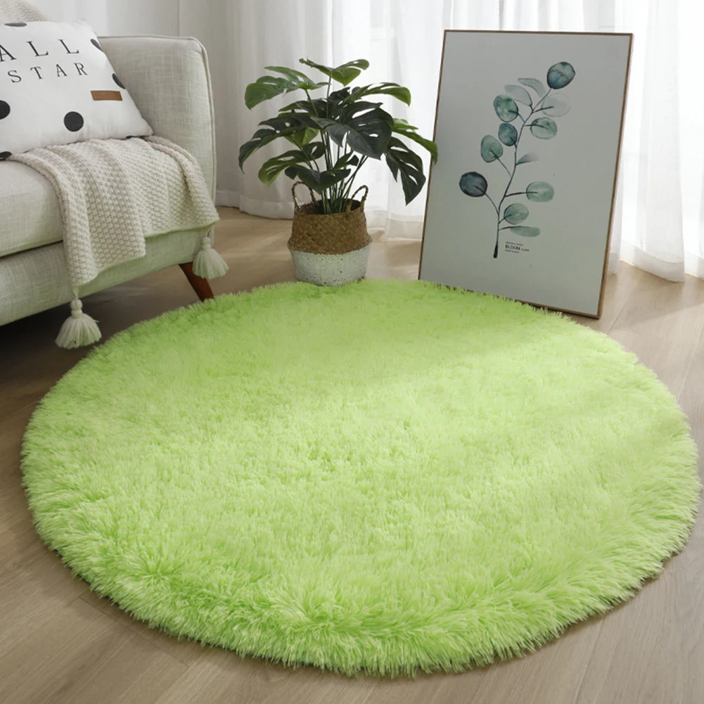 40/60/80cm Small Round Shaggy Rug Soft Anti-Skid Mat Living Room Bedroom Carpet Home Decor Winter Colorful Tie Dye Print Rugs