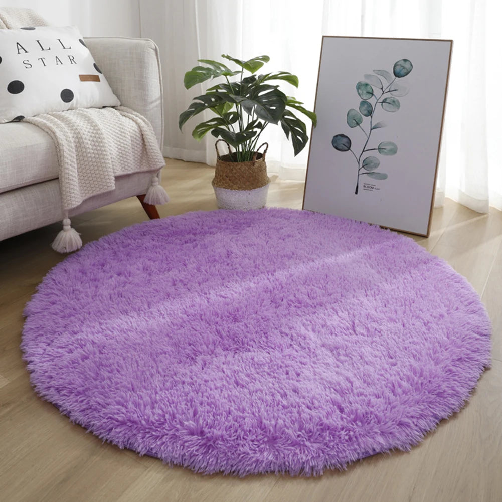 40/60/80cm Small Round Shaggy Rug Soft Anti-Skid Mat Living Room Bedroom Carpet Home Decor Winter Colorful Tie Dye Print Rugs
