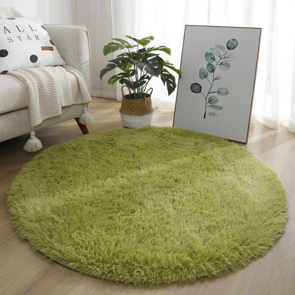 40/60/80cm Small Round Shaggy Rug Soft Anti-Skid Mat Living Room Bedroom Carpet Home Decor Winter Colorful Tie Dye Print Rugs