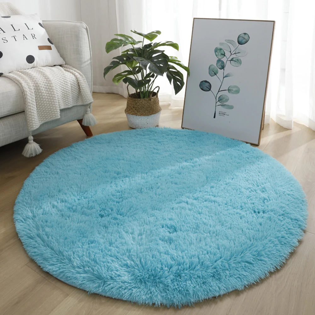 40/60/80cm Small Round Shaggy Rug Soft Anti-Skid Mat Living Room Bedroom Carpet Home Decor Winter Colorful Tie Dye Print Rugs