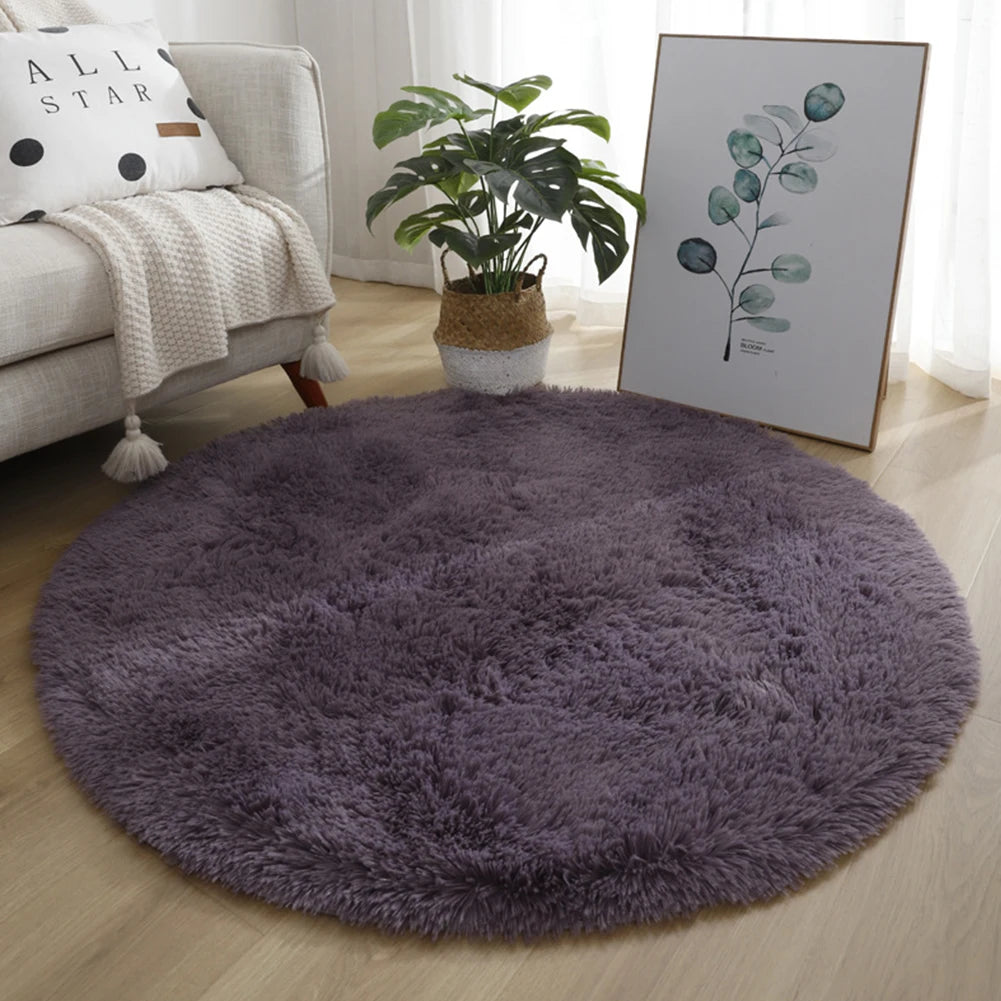 40/60/80cm Small Round Shaggy Rug Soft Anti-Skid Mat Living Room Bedroom Carpet Home Decor Winter Colorful Tie Dye Print Rugs